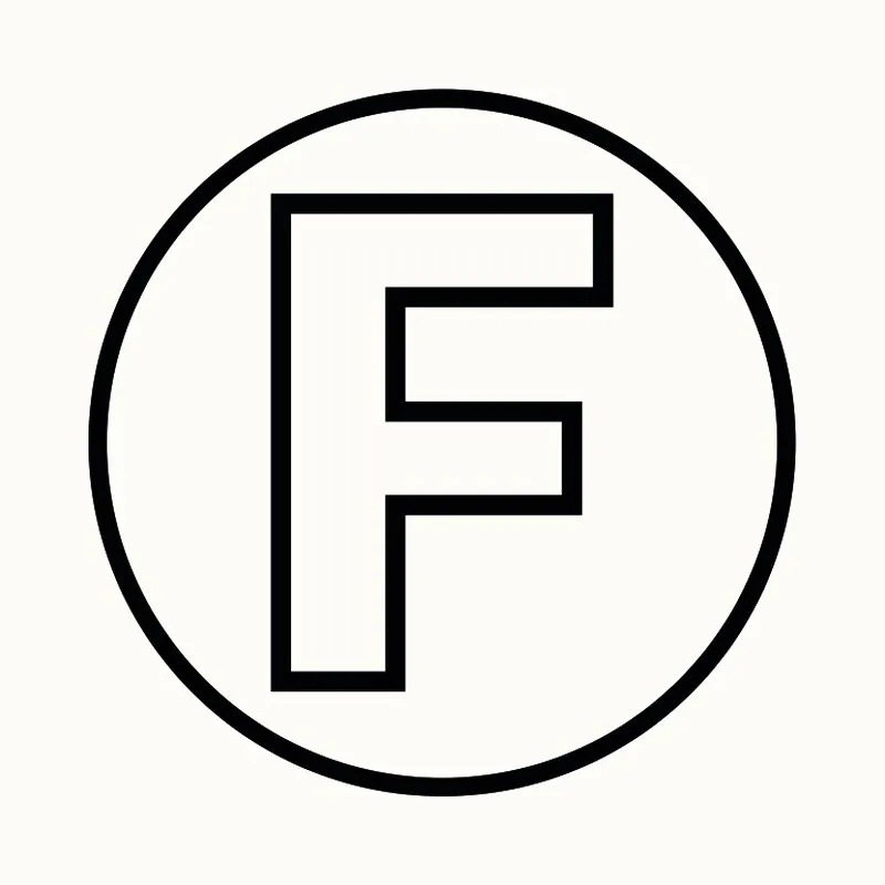 Das alte runde F-Logo als Strichzeichnung